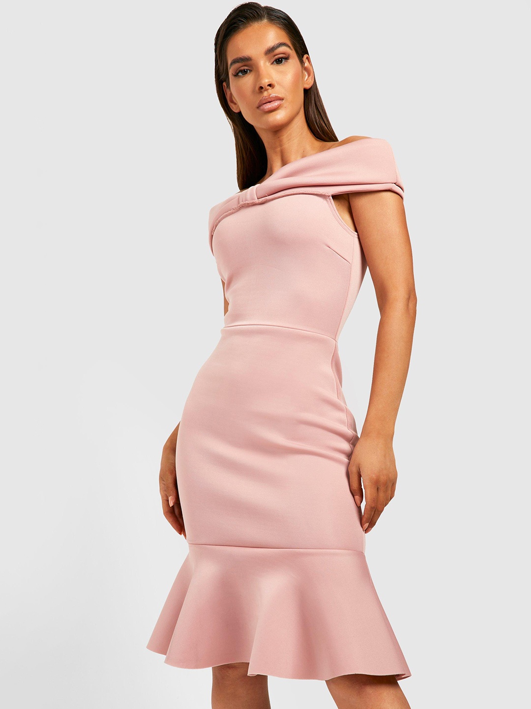 

Boohoo Off-Shoulder Sheath Dress, Pink