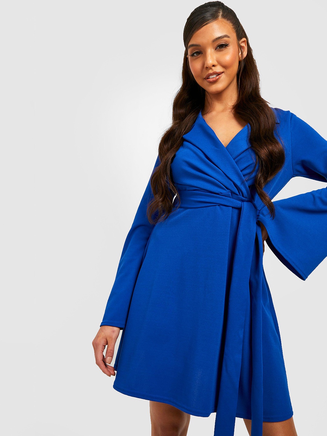 

Boohoo Tie-Up Blazer Dress, Blue