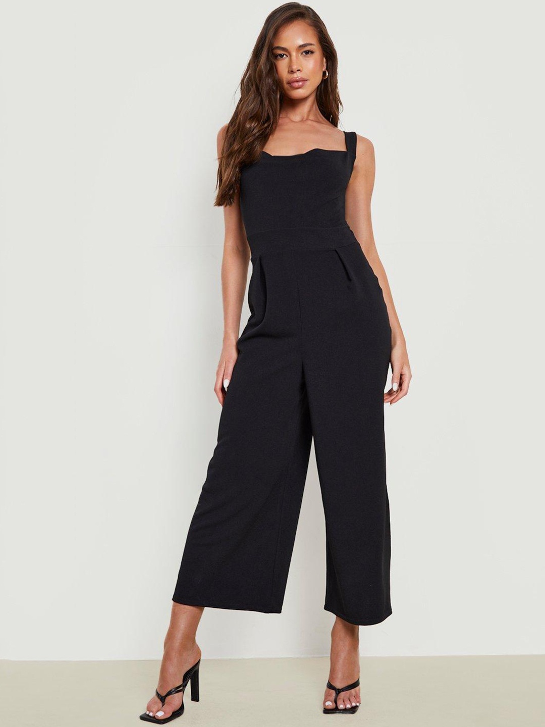 

Boohoo Shoulder Strap Jumpsuit, Black