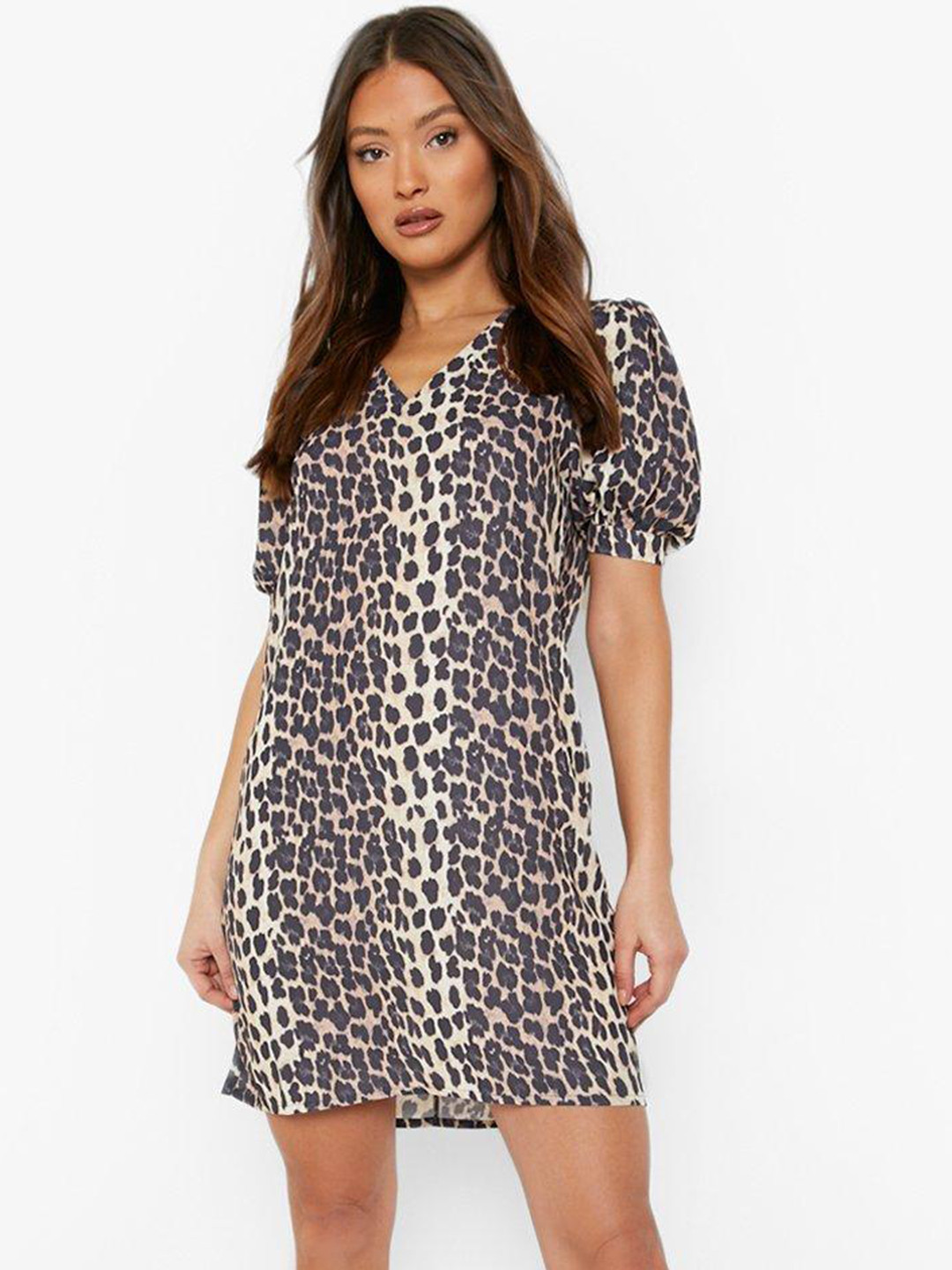 

Boohoo Animal Print Sheath Dress, Beige
