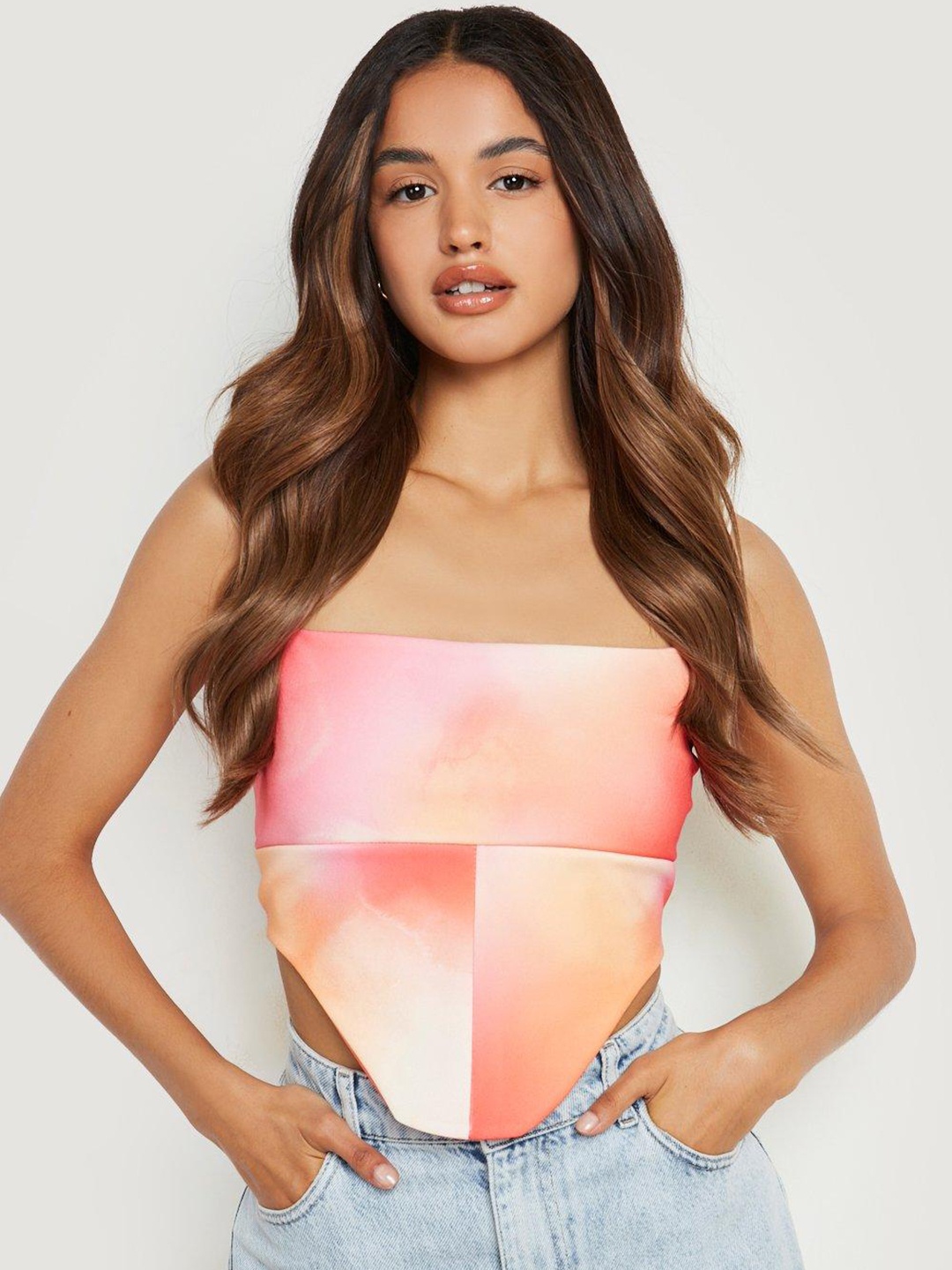 

Boohoo Tie and Dye Top, Pink