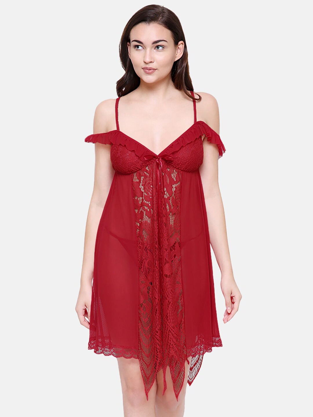 

FashionRack Net Baby Doll, Maroon