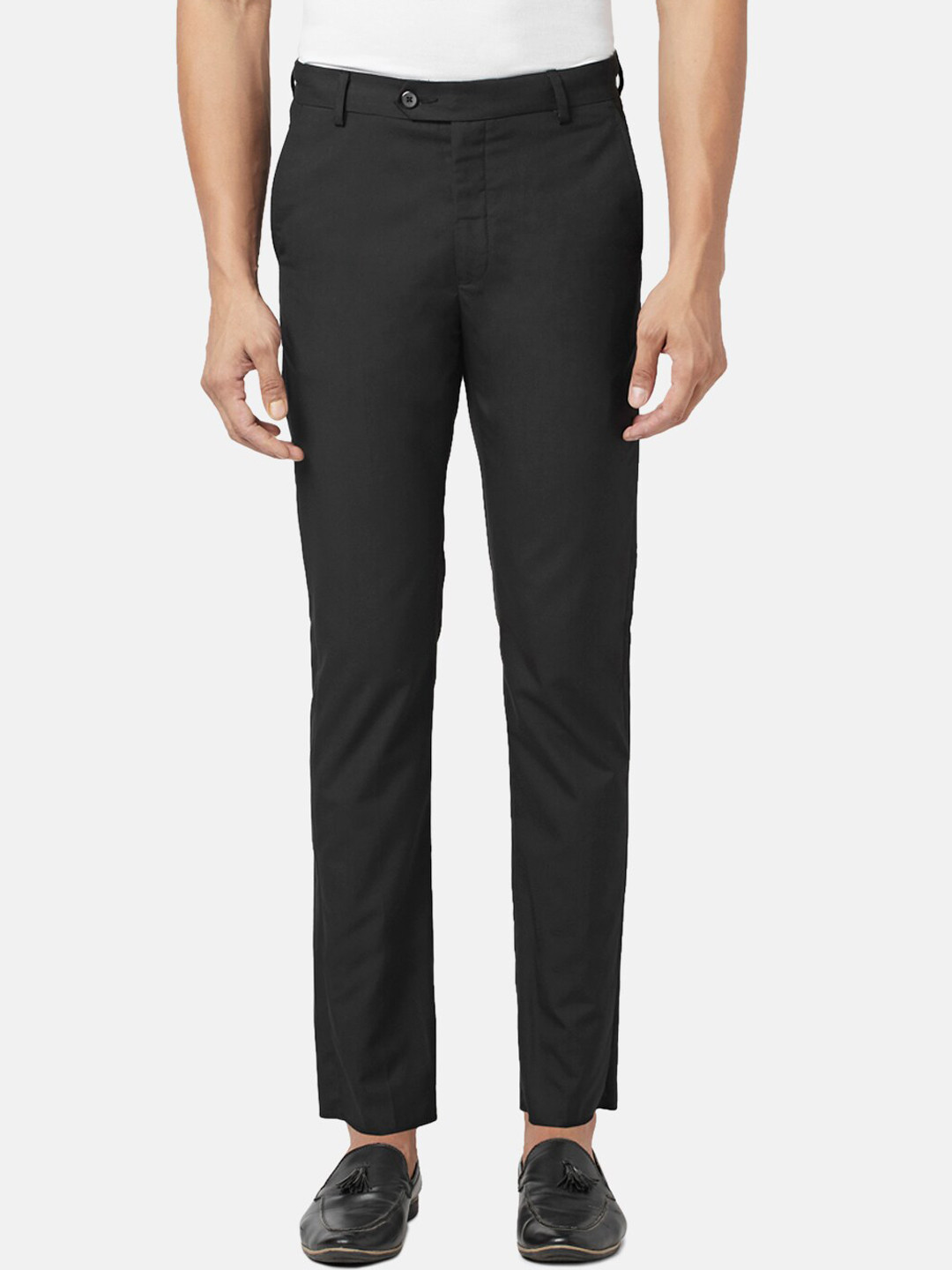 

BYFORD by Pantaloons Men Solid Slim Fit Formal Trousers, Black