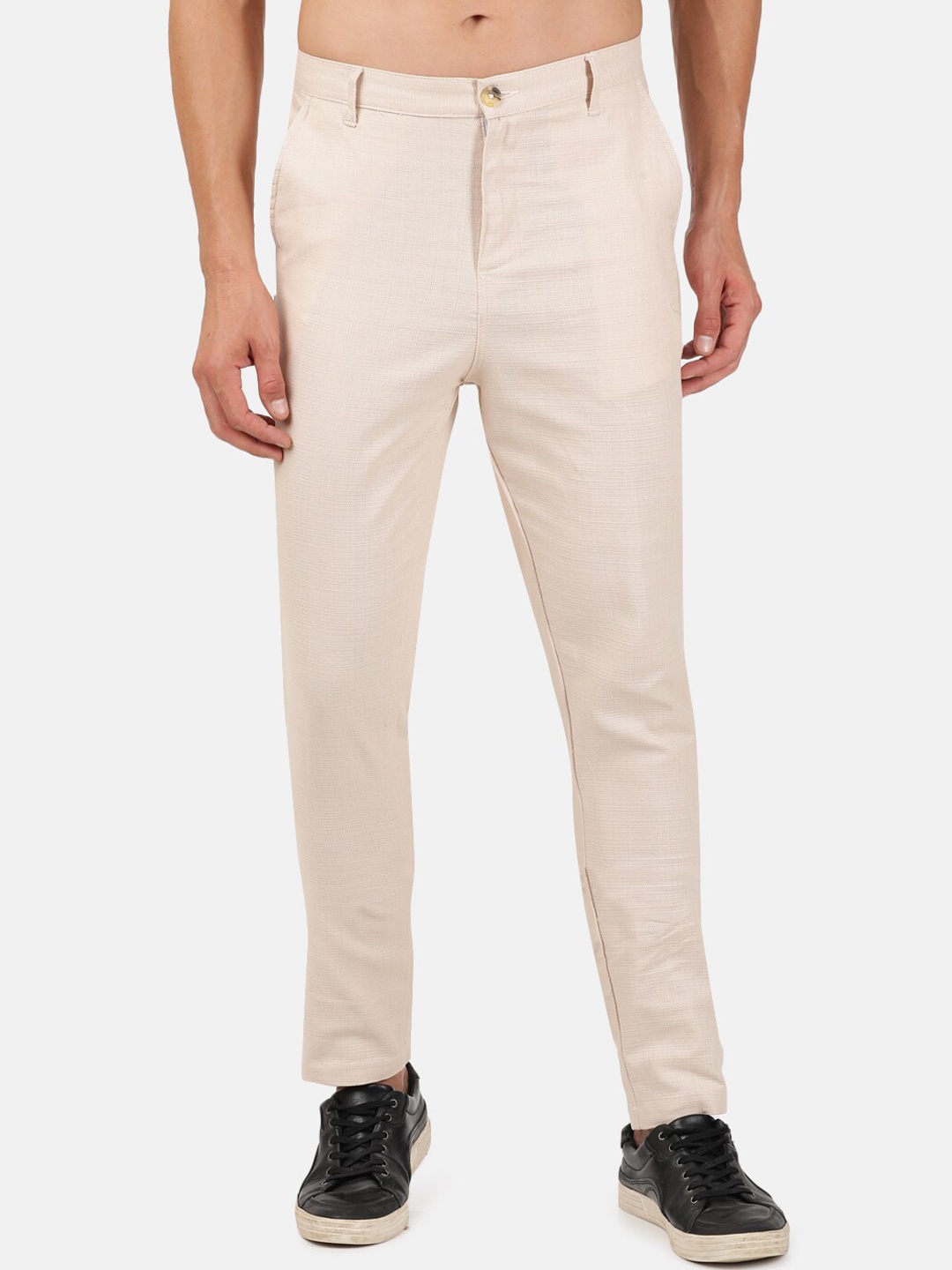 

BLACK RADIO Men Off White Slim Fit Chinos Trousers