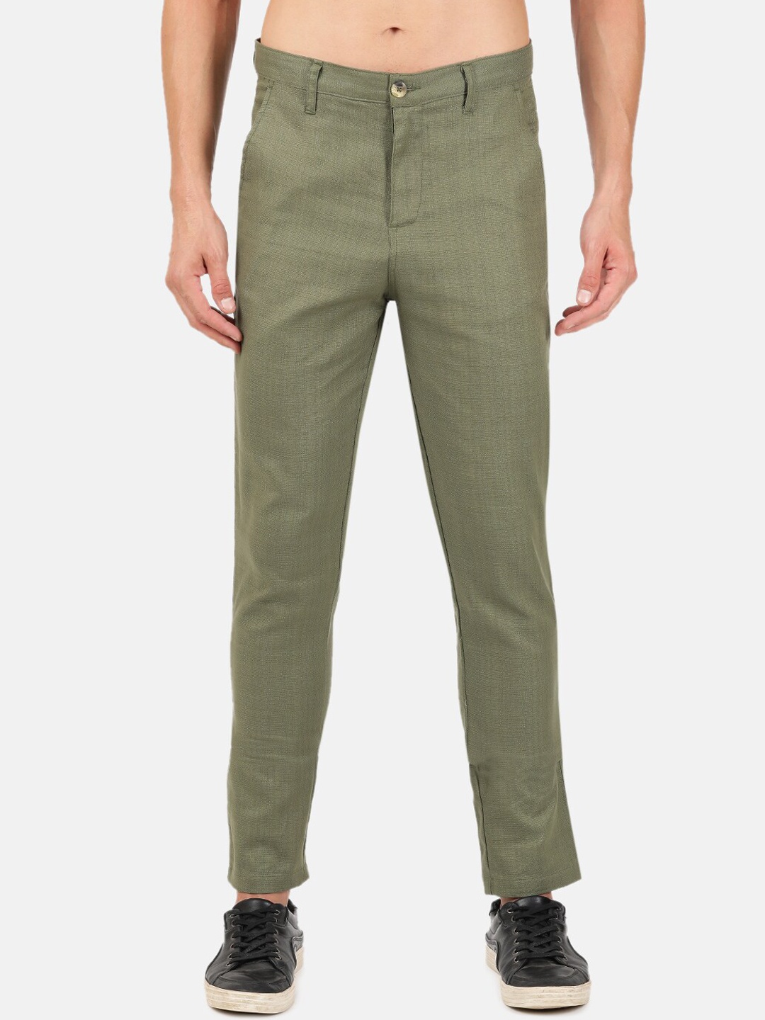 

BLACK RADIO Men Olive Green Slim Fit Chinos Trousers
