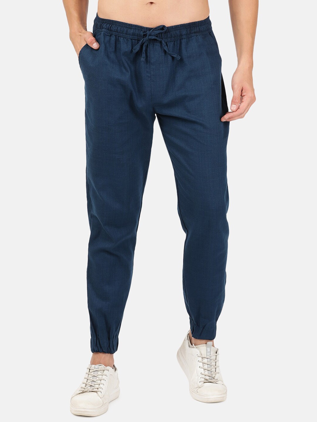 

BLACK RADIO Men Pure Cotton Joggers, Blue
