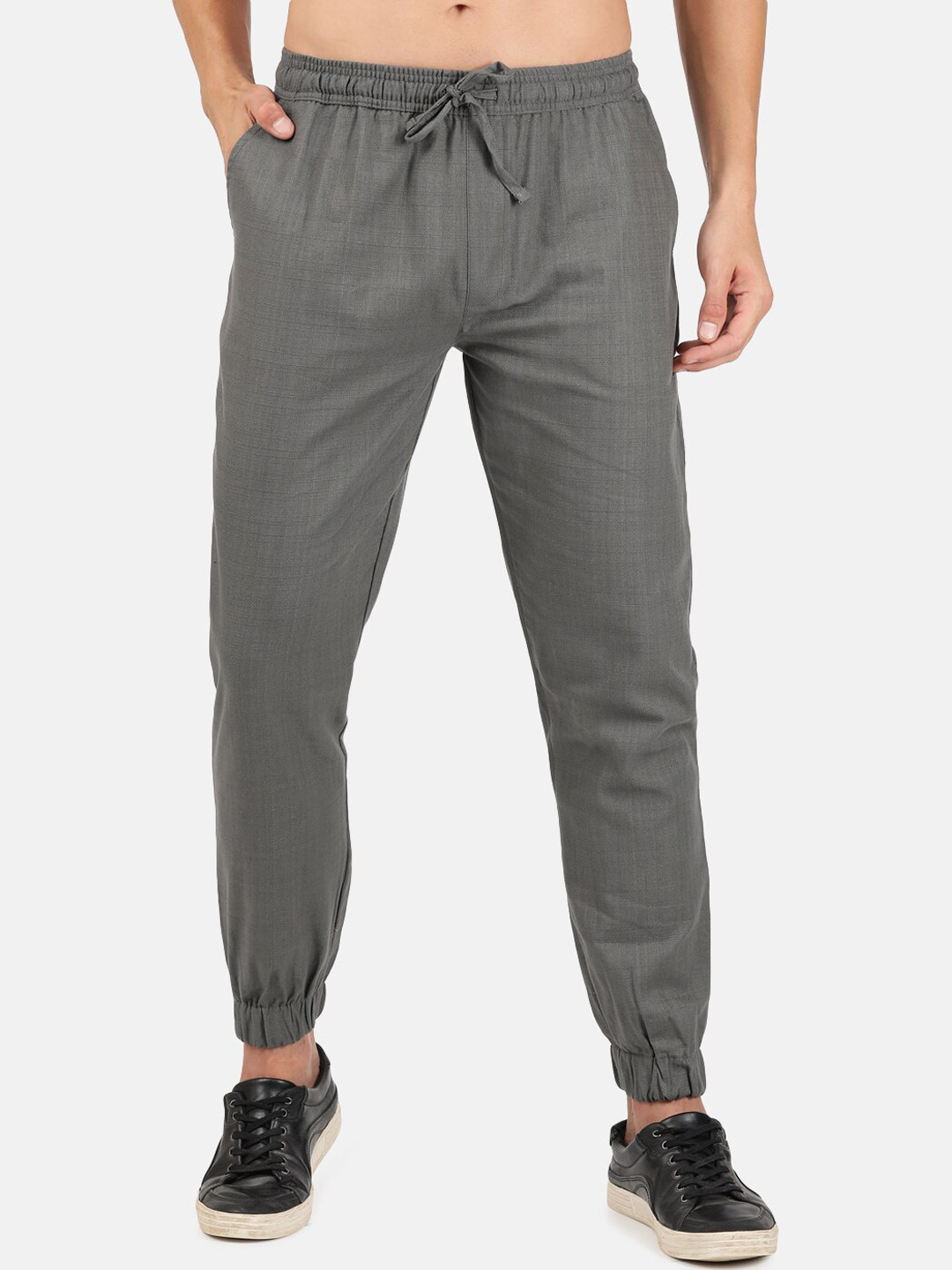 

BLACK RADIO Men Cotton Joggers, Charcoal