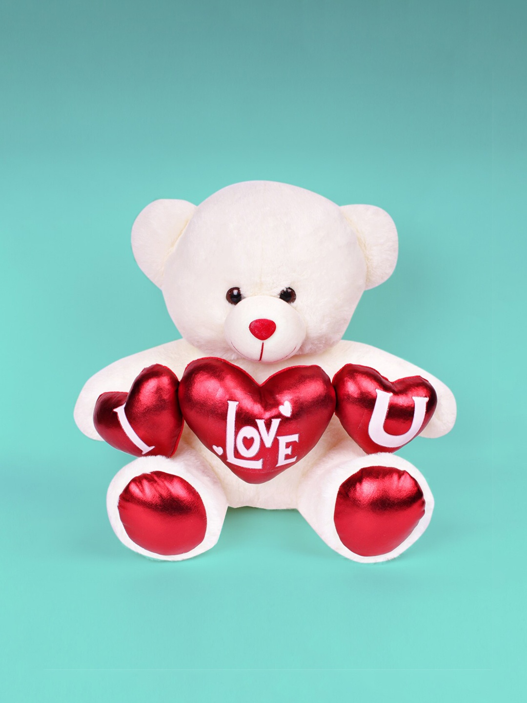 

DukieKooky Kids Teddy Bear With Hearts Soft Toy, Cream