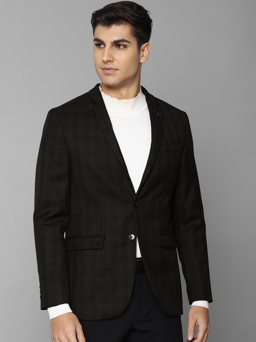 

Allen Solly Men Checked Single-Breasted Blazer, Black