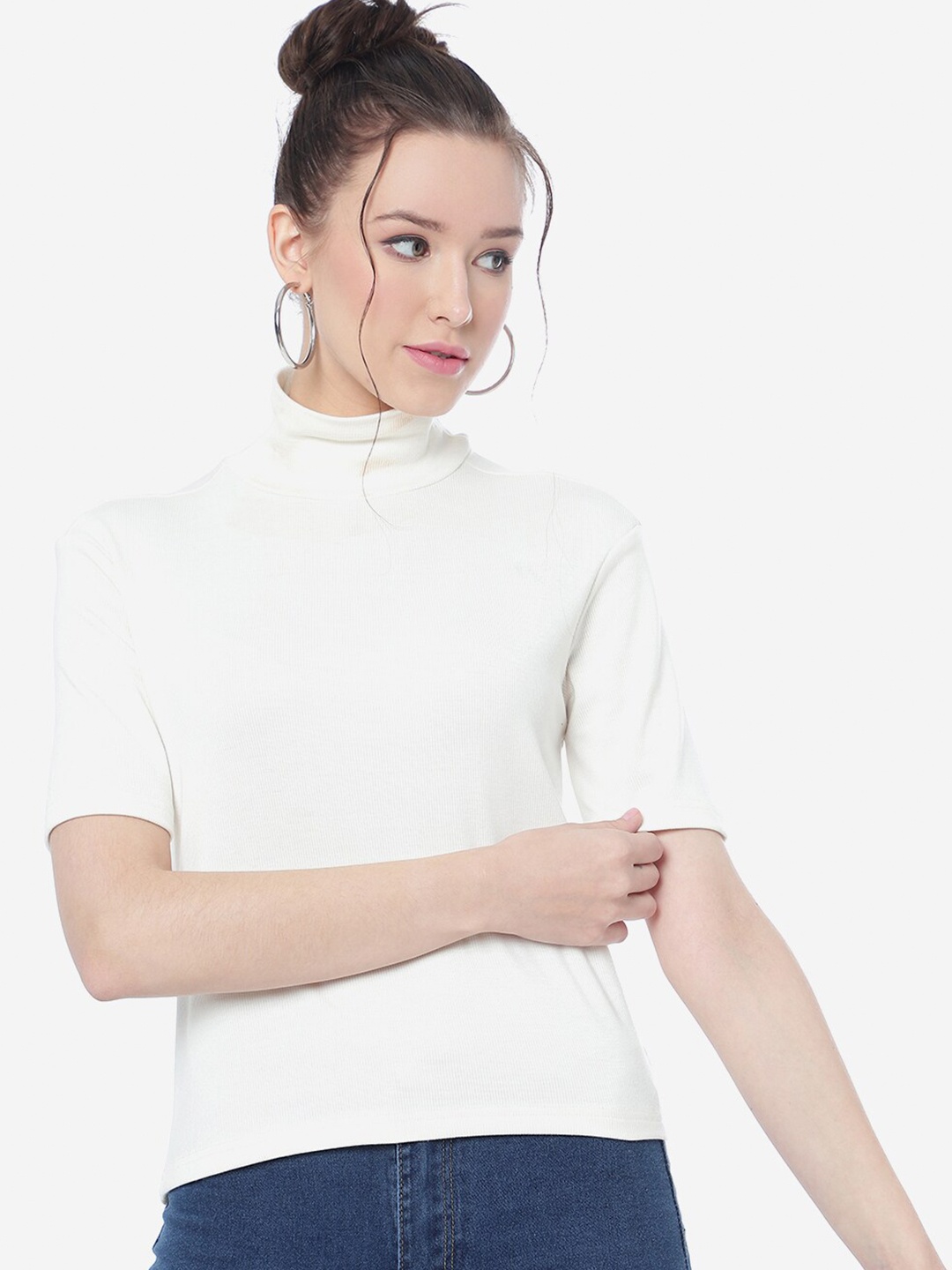 

J Turritopsis High Neck Top, White