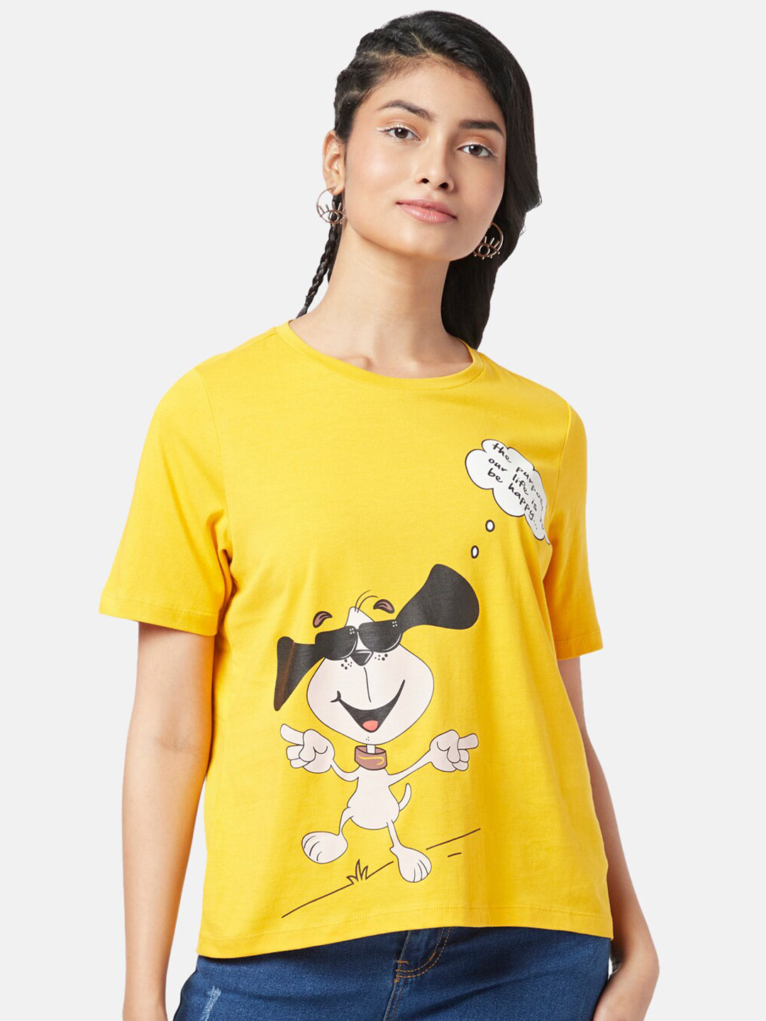 

People Women Printed T-shirt, Yellow