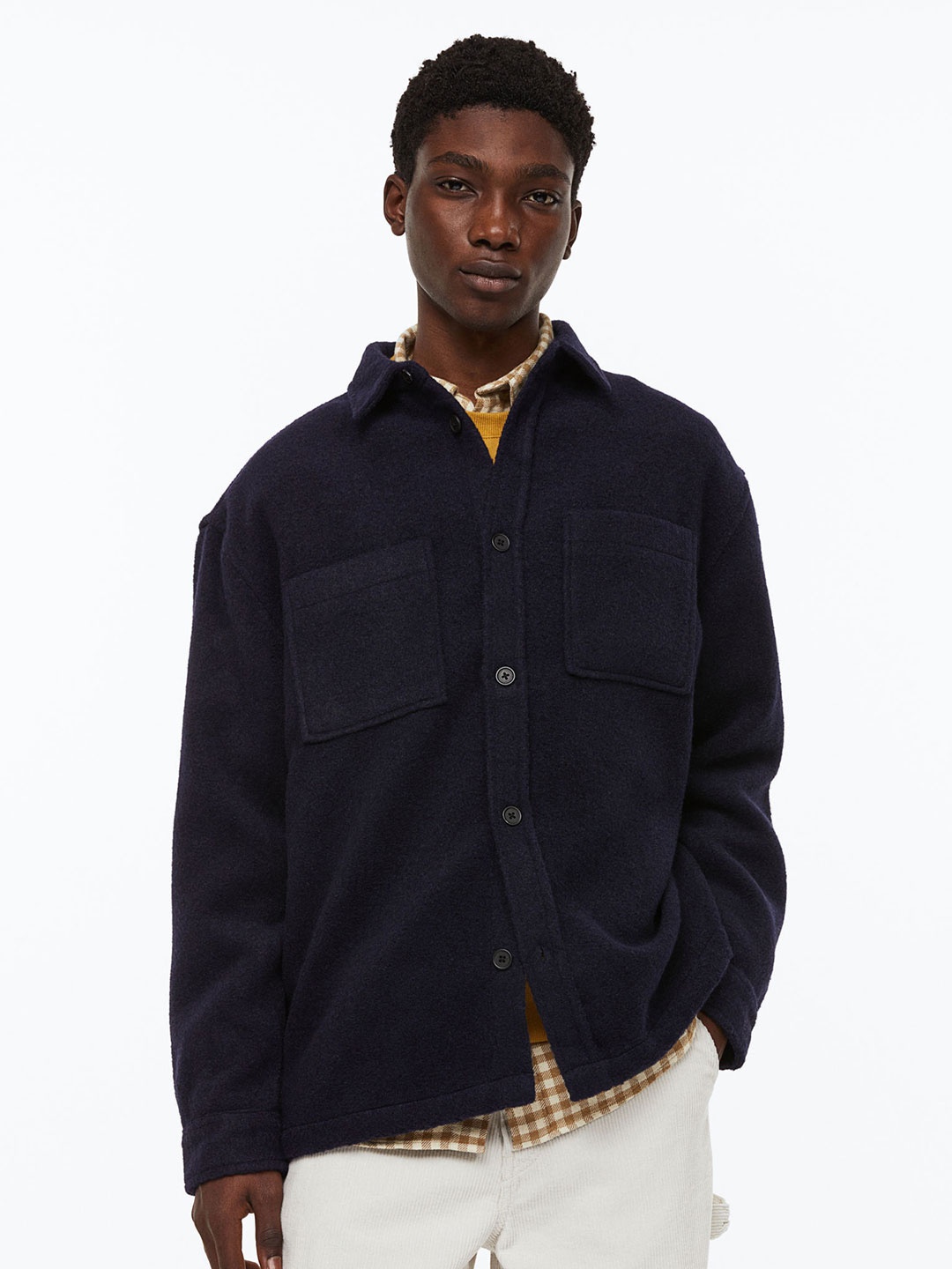 

H&M Men Relaxed Fit Overshirt, Blue