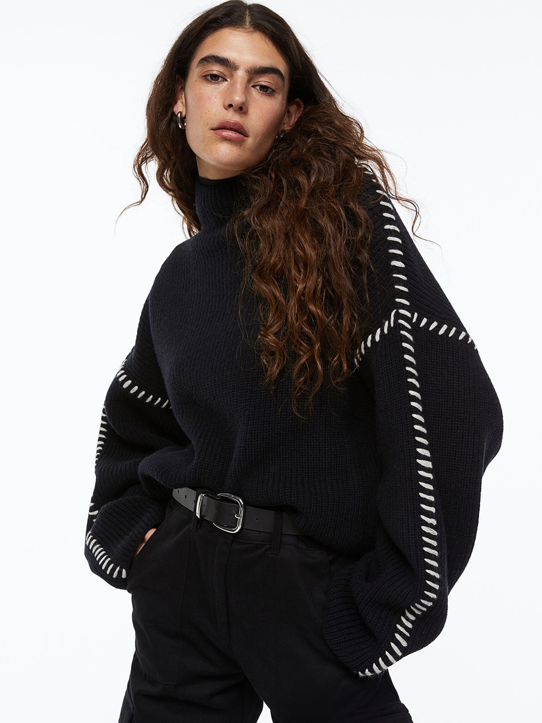 

H&M Women Ribbed Wool Turtleneck Jumper, Black