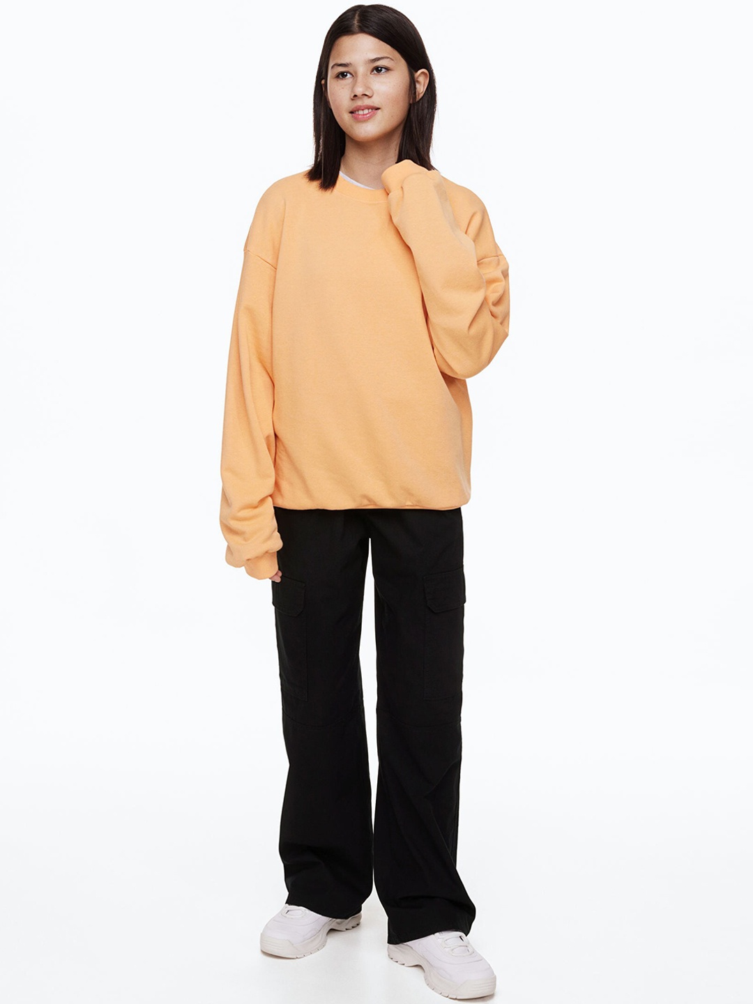 

H&M Girls Wide Cargo Trousers, Black