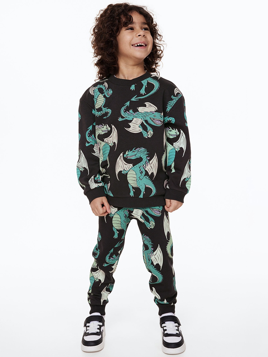

H&M Boys Printed Joggers, Black