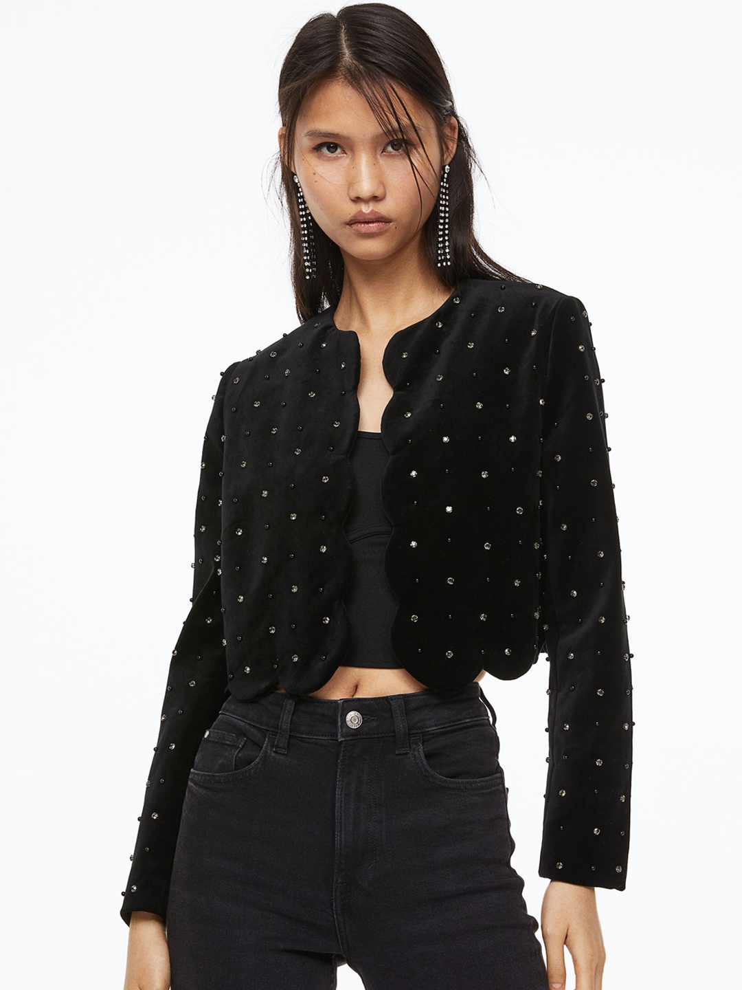 

H&M Women Velvet jacket, Black