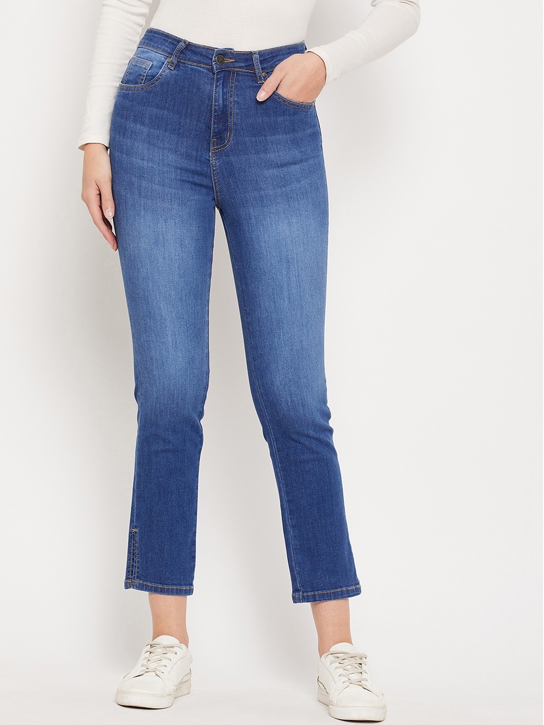 

Madame Women Skinny Fit Light Fade Cotton Jeans, Blue