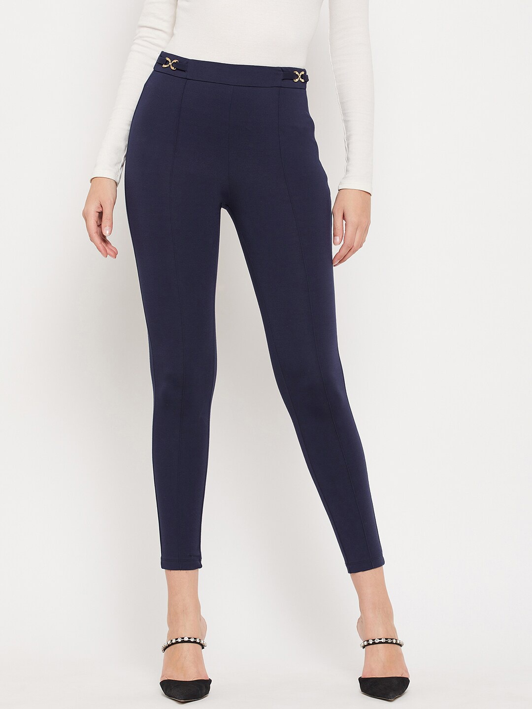 

Madame Women Solid Skinny Fit Jeggings, Navy blue