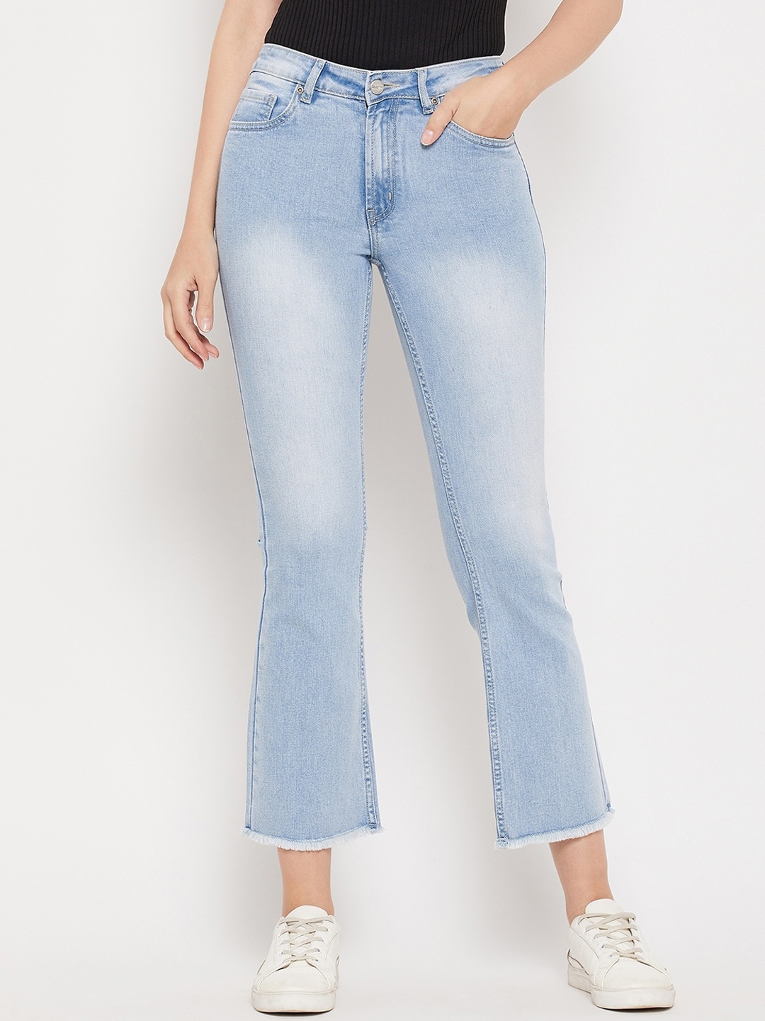 

Madame Women Bootcut Heavy Fade Cotton Jeans, Blue