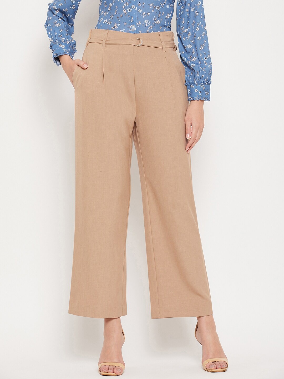 

Madame Women Wide Leg Regular Palazzos, Beige