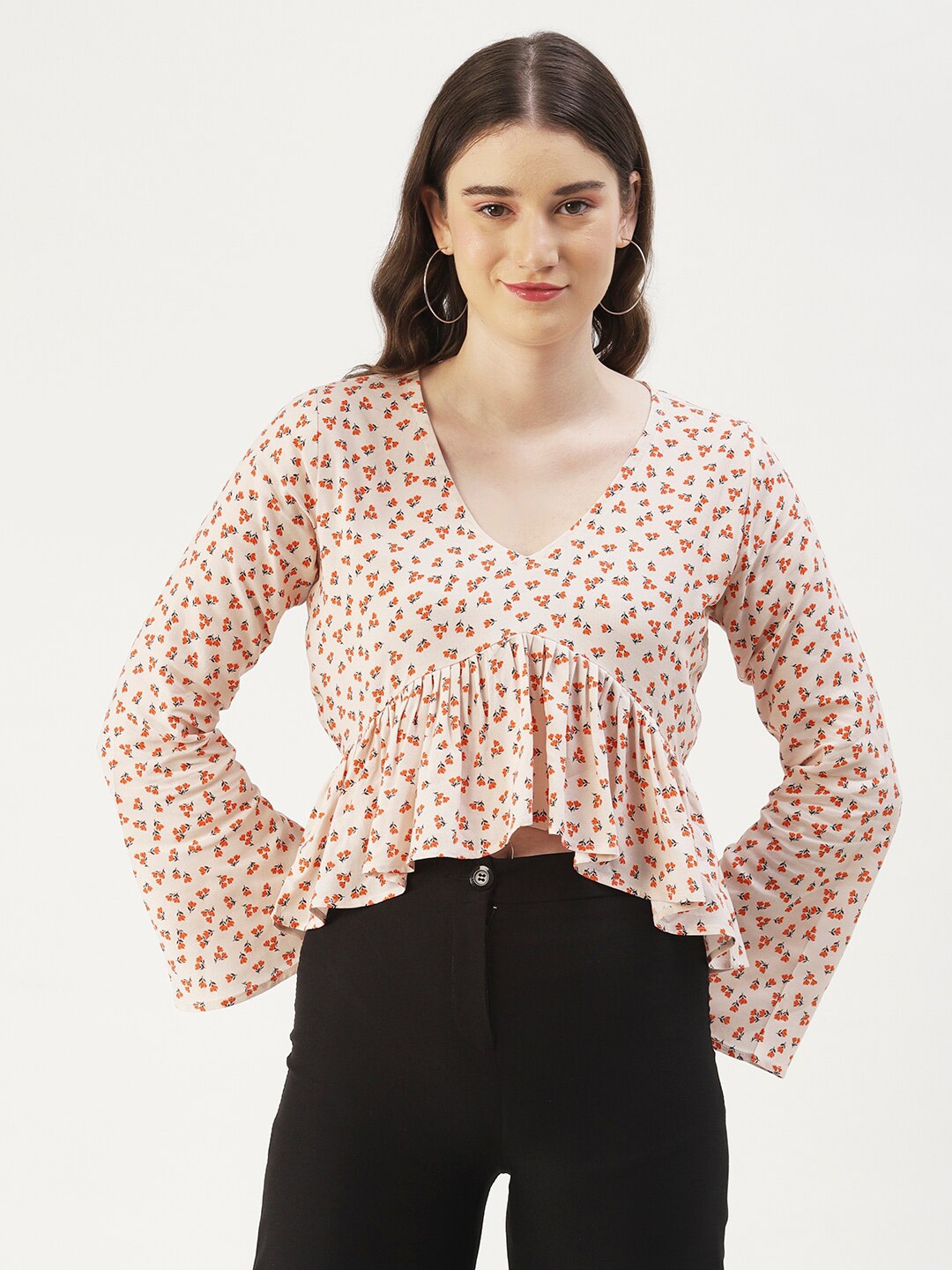 

DressBerry Floral Printed Empire Top, Off white