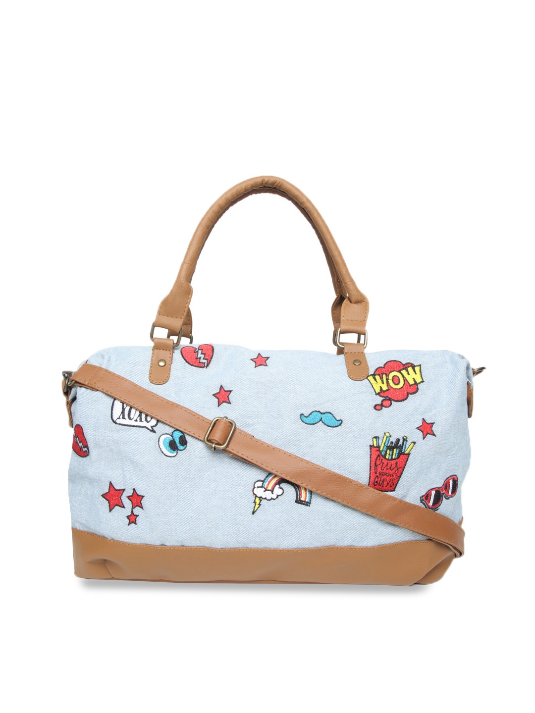

Kanvas Katha Printed Structured Handheld Bag, Blue