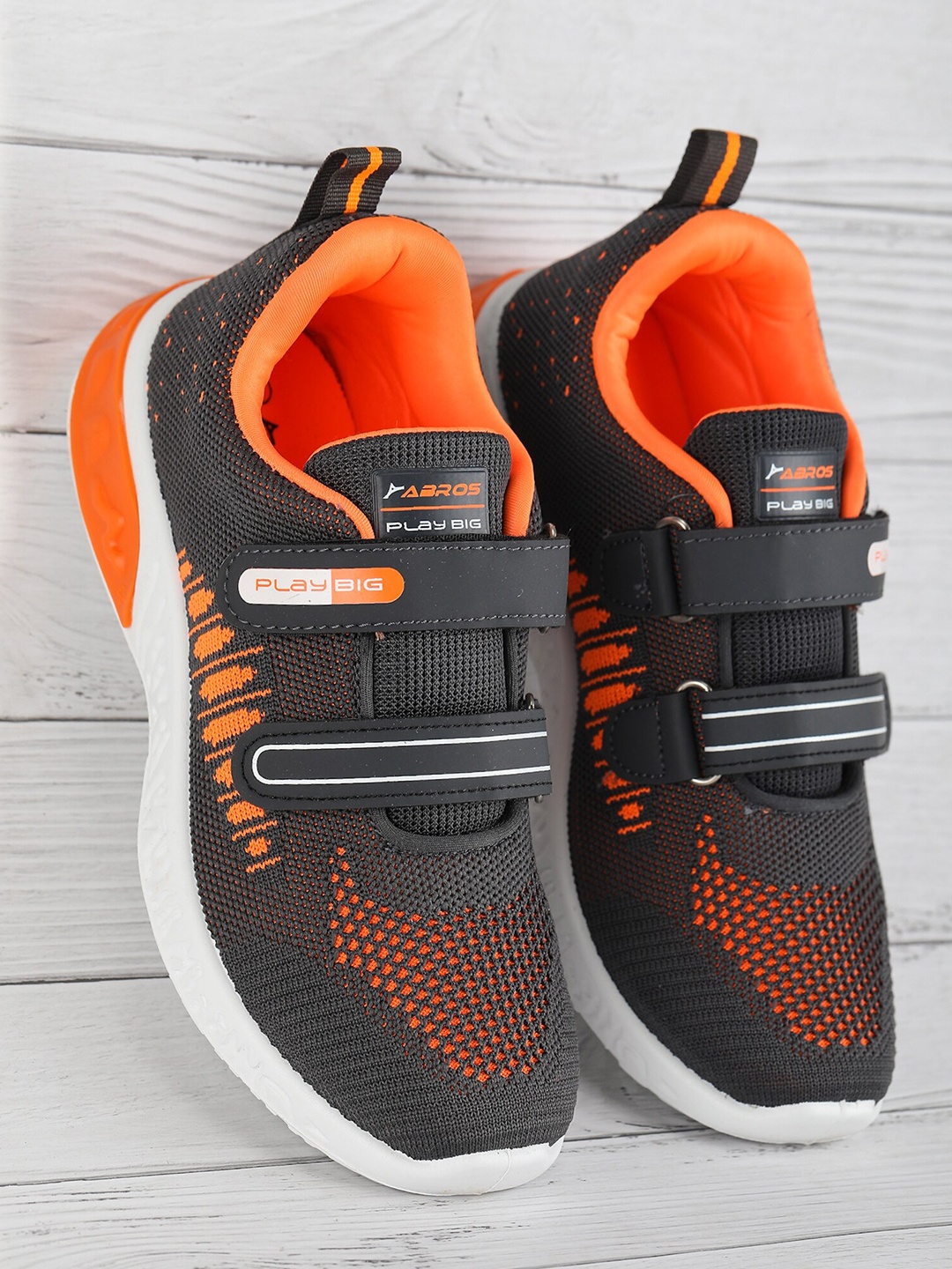 

ABROS Boys Velcro Mesh Walking Sports Shoes, Grey