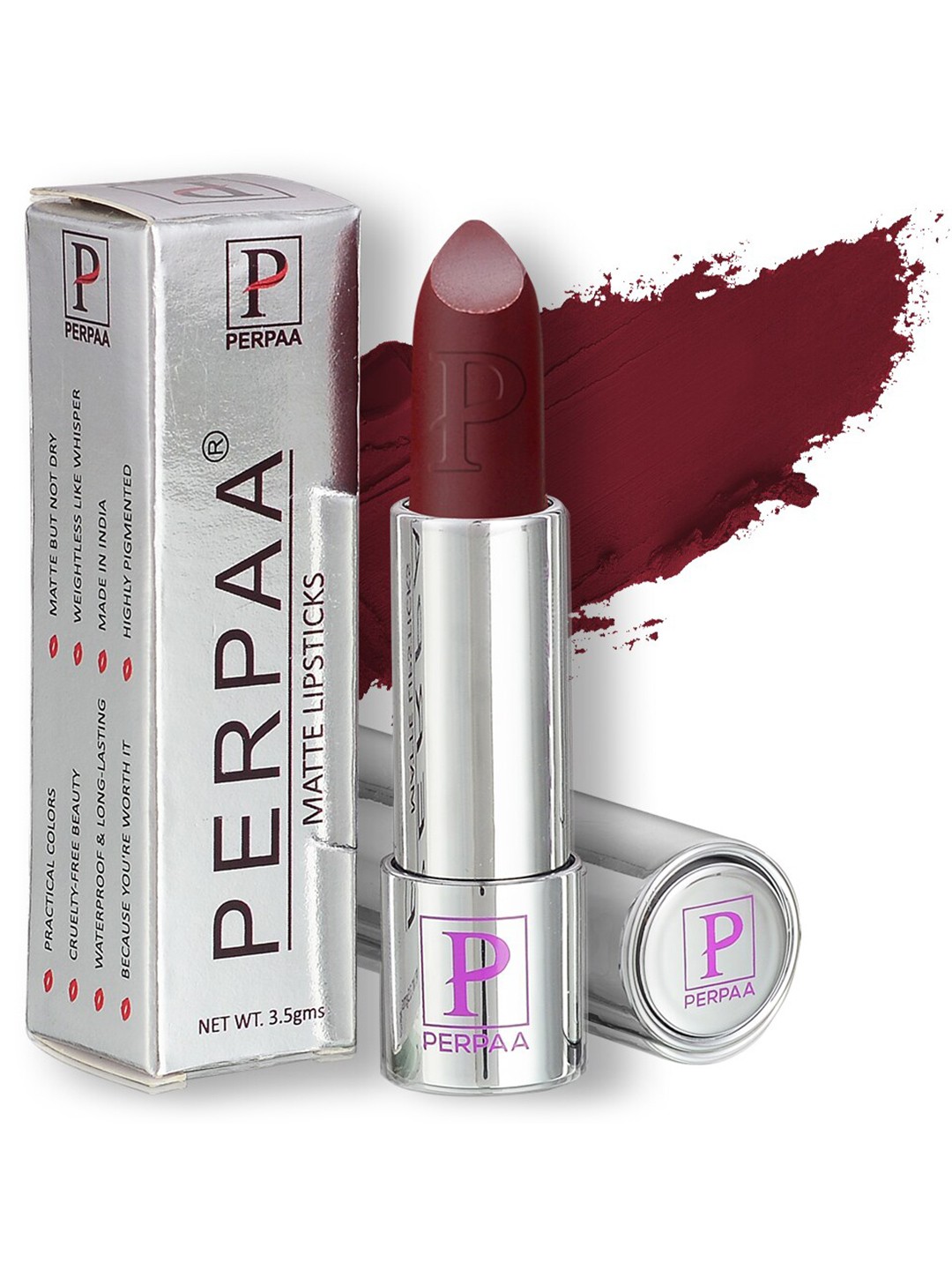 

PERPAA Set of 2 Push Button Matte Lipstick 3.5g each - Matte Maroon 156 & Matte Brown 167