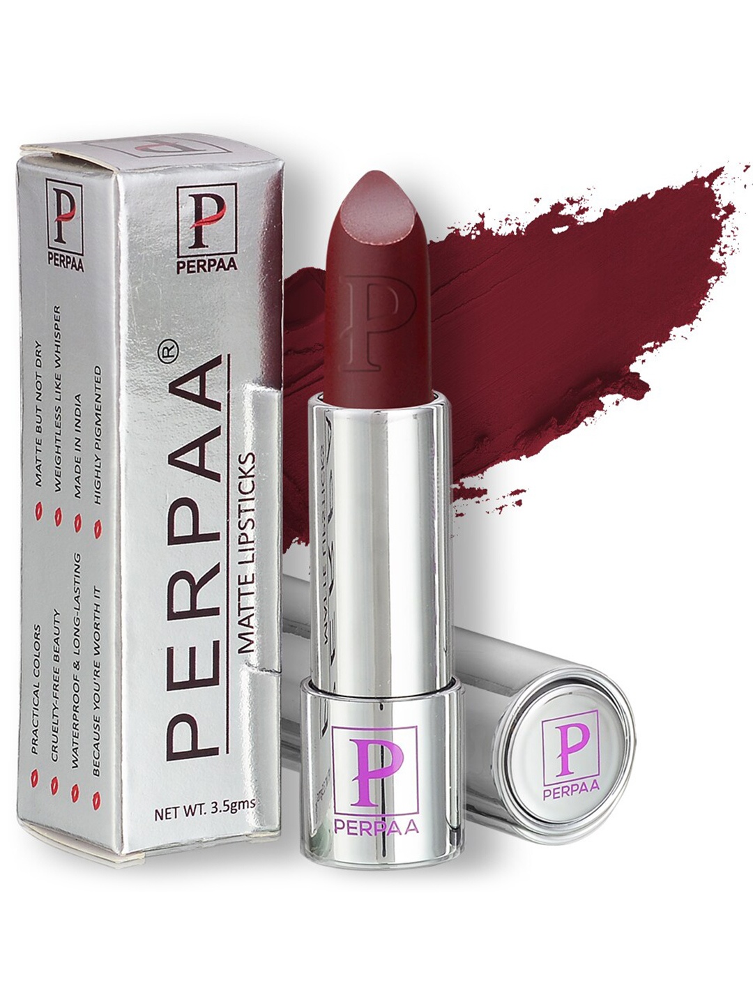 

PERPAA Set of 2 Push Button Matte Lipstick 3.5g each - Matte Maroon 156 & Matte Nude 162