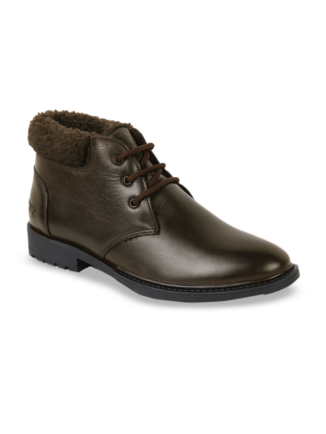 

XHUGOY Men Leather Winter Boots, Brown