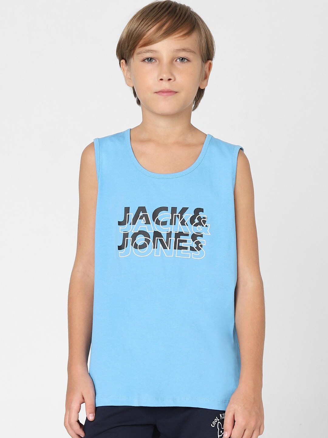 

Jack & Jones Junior Boys Typography Printed Cotton T-shirt, Blue