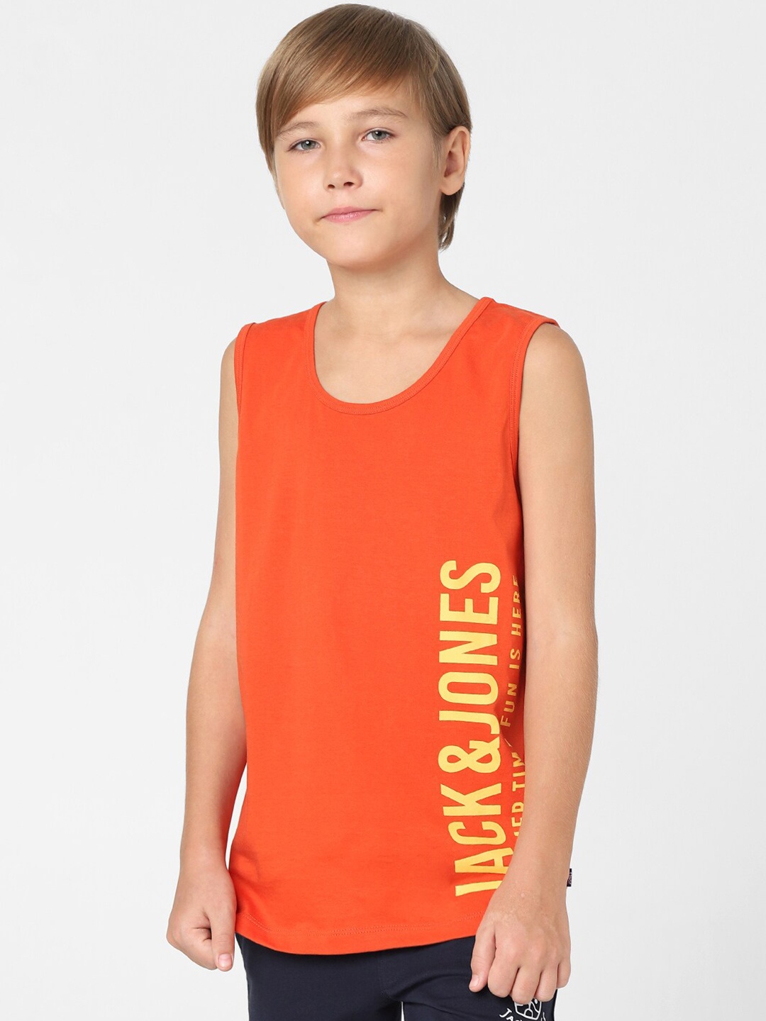 

Jack & Jones Junior Boys Typography Printed Cotton T-shirt, Red
