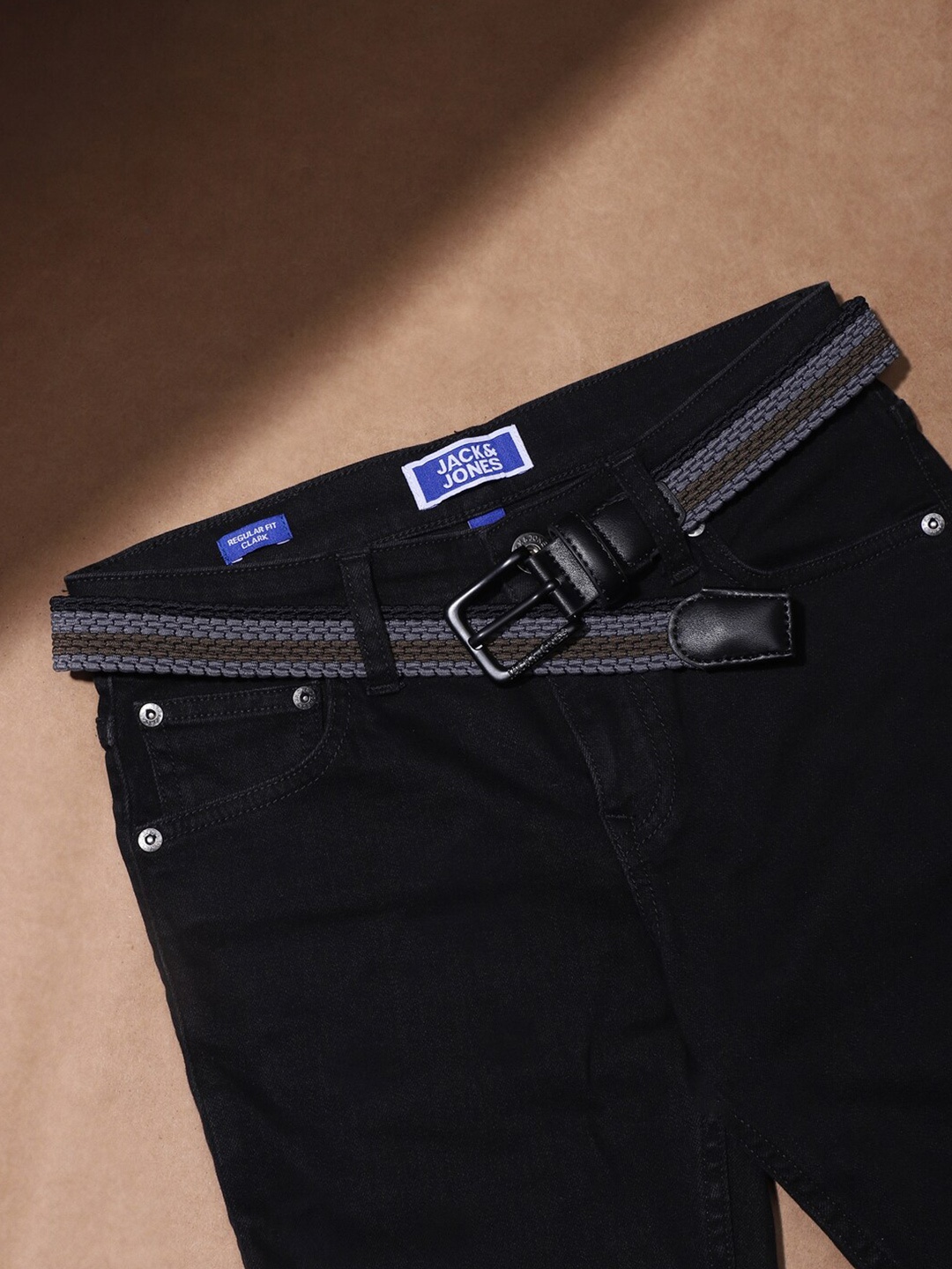 

Jack & Jones Junior Boys Striped Belt, Grey