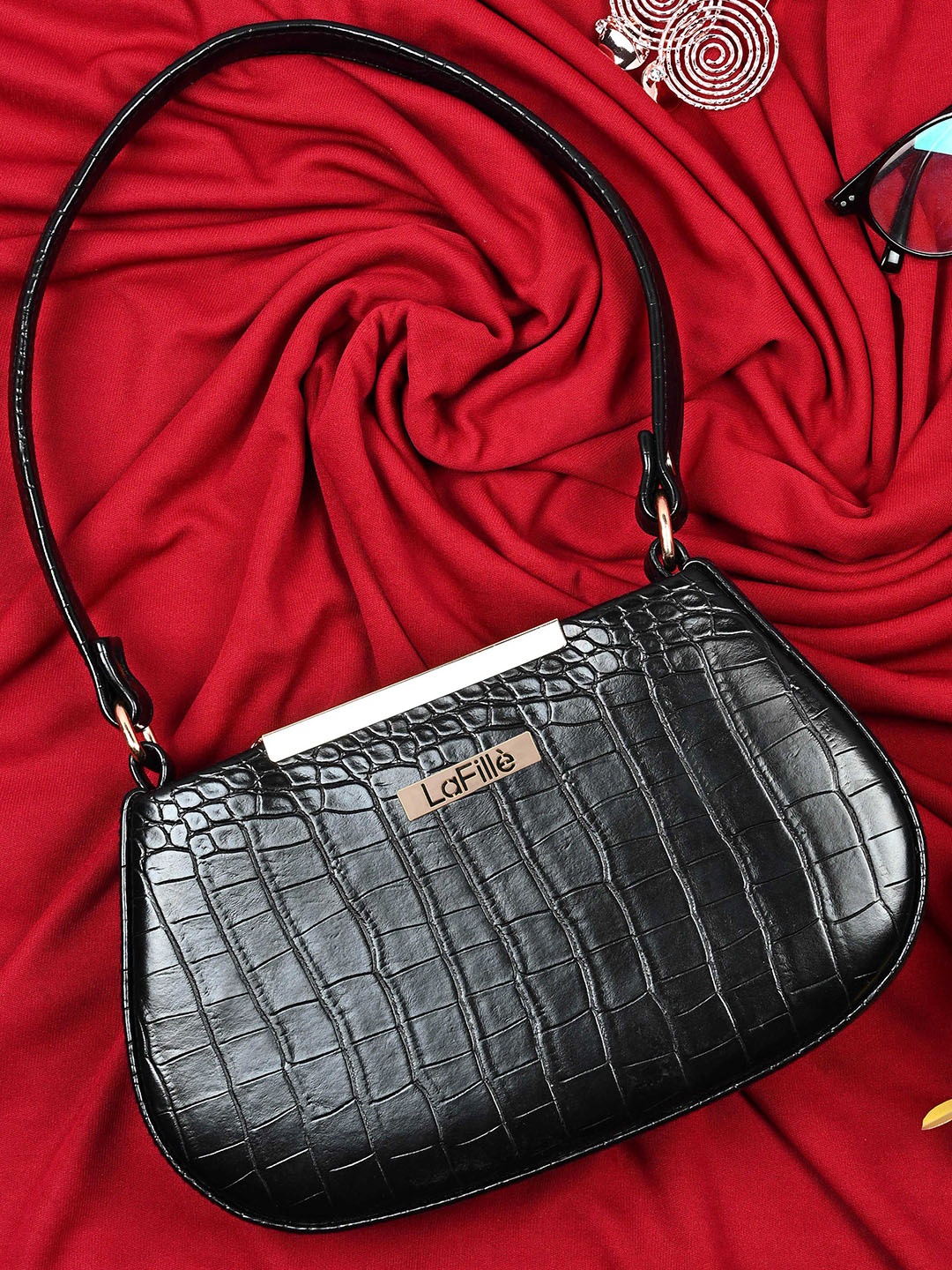 

LaFille Textured Handheld Bag Handbags, Black