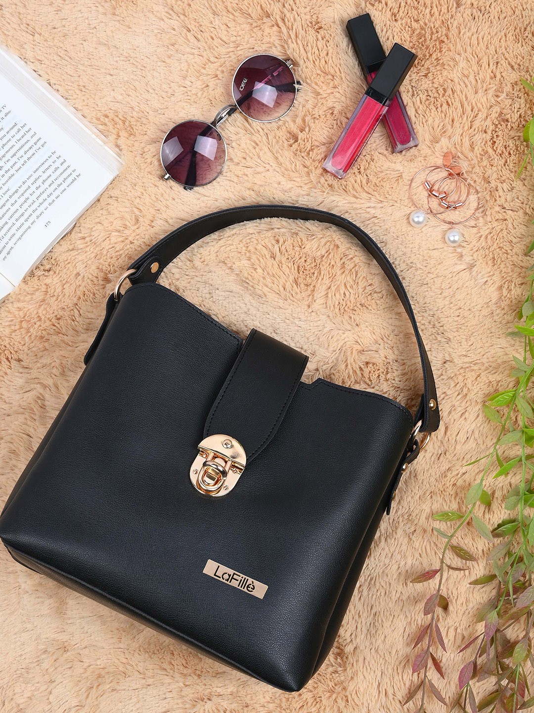 

LaFille PU Structured Handheld Bag, Black