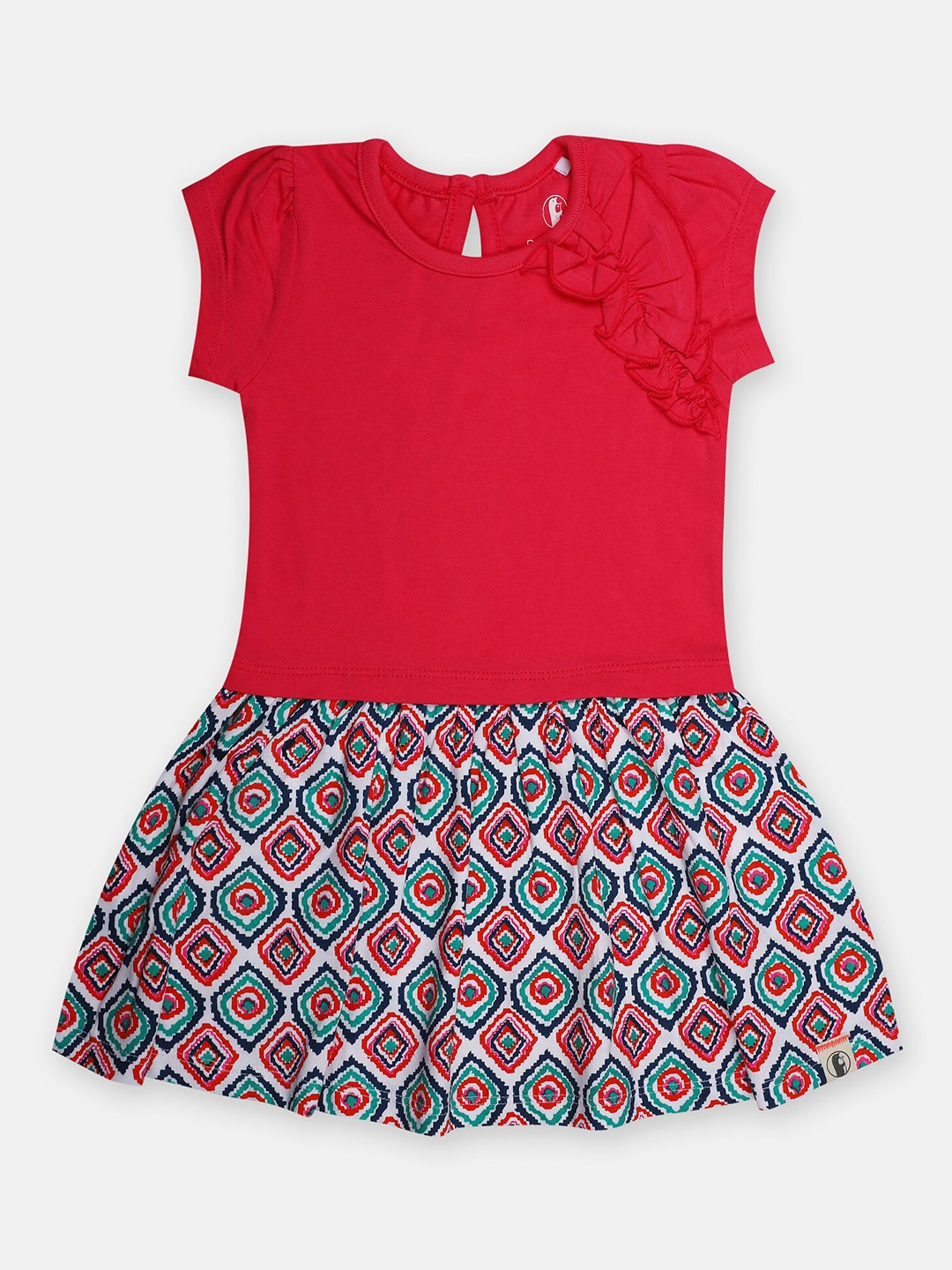 

Babysafe Girls Ethnic Motifs Drop-Waist Cotton Dress, Red