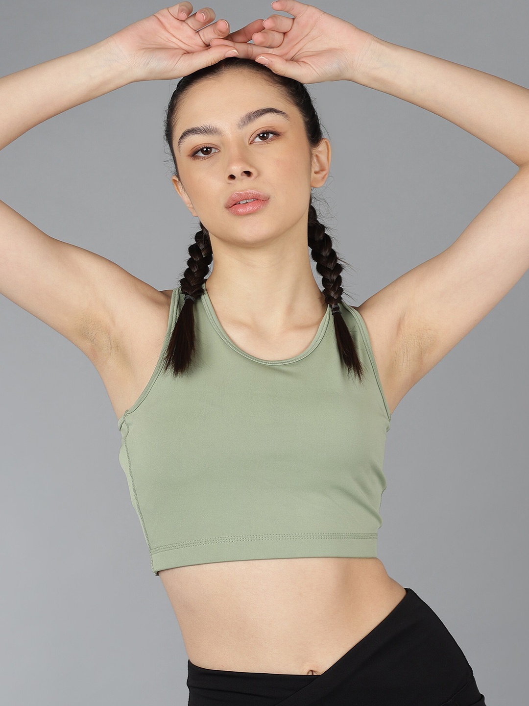 

Rock Paper Scissors Seamless Non Padded Sports Bra, Green