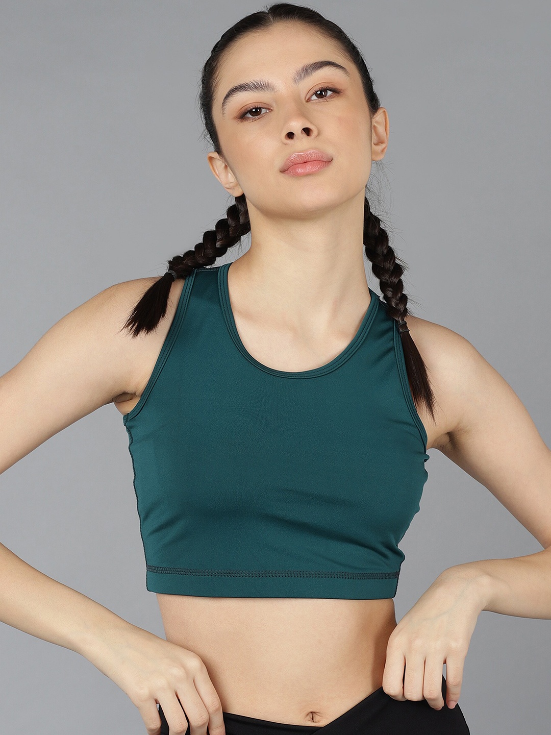 

Rock Paper Scissors Seamless Non Padded Sports Bra, Green