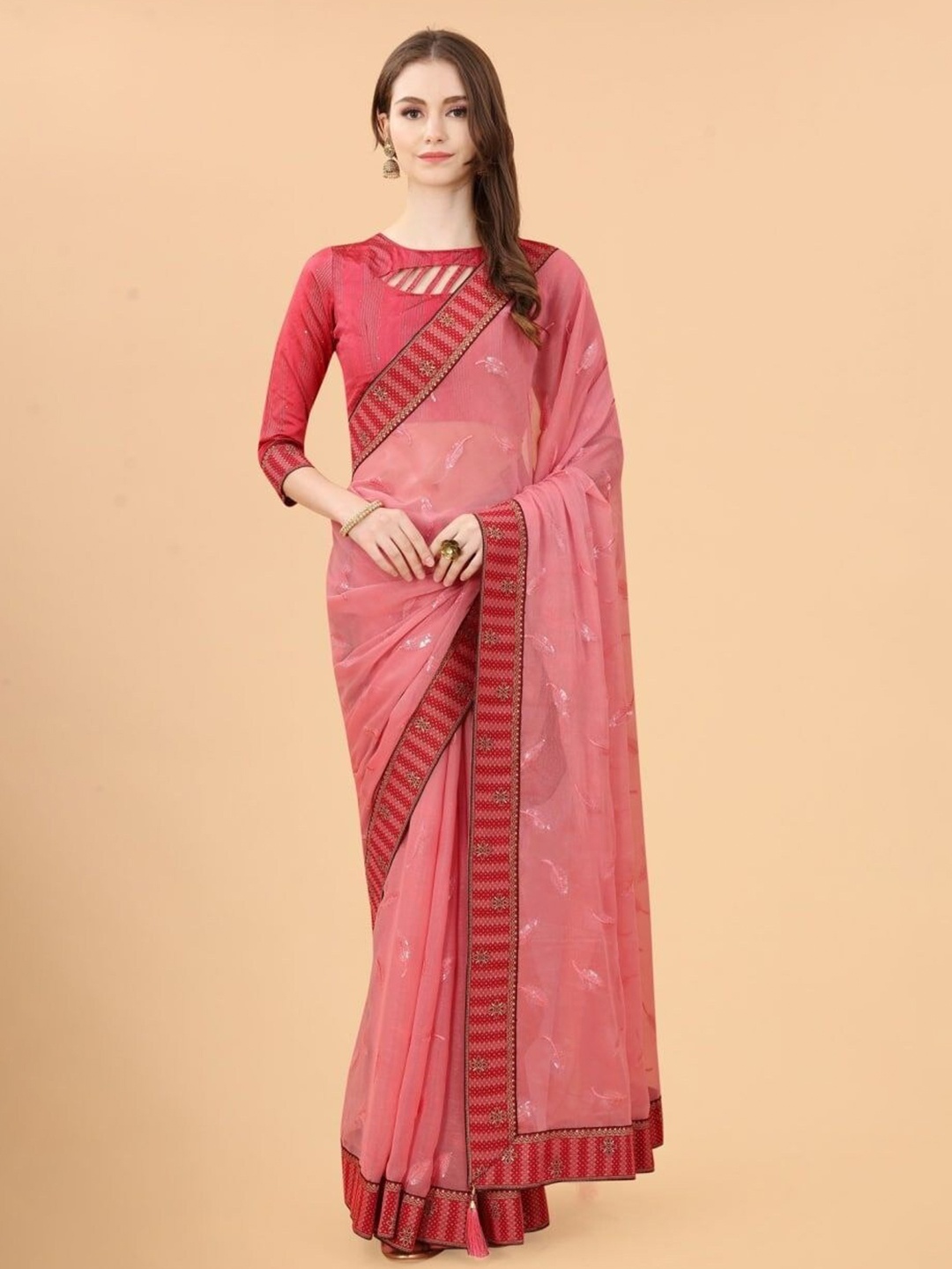 

SHAIBO SAREE Sequinned Saree, Pink