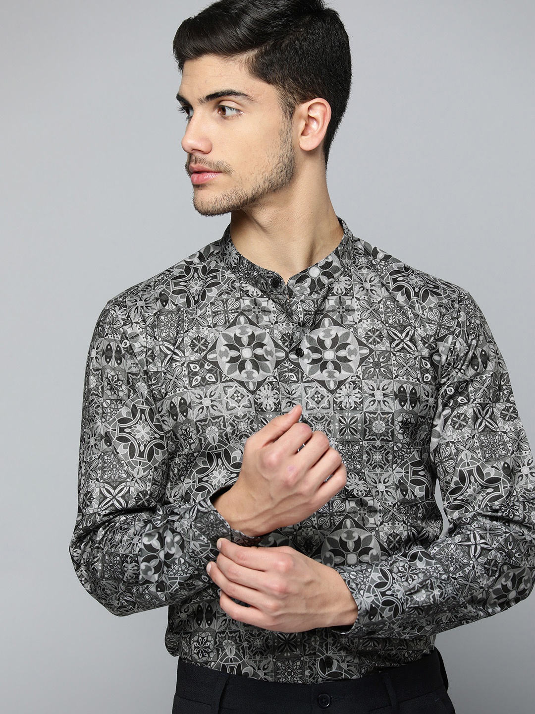 

DENNISON Men Smart Printed Formal Shirt, Grey