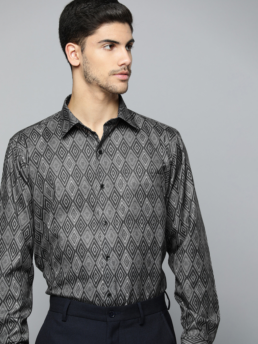 

DENNISON Men Smart Printed Formal Shirt, Black
