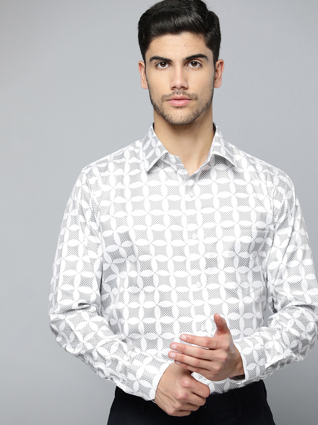 

DENNISON Men Smart Printed Formal Shirt, White