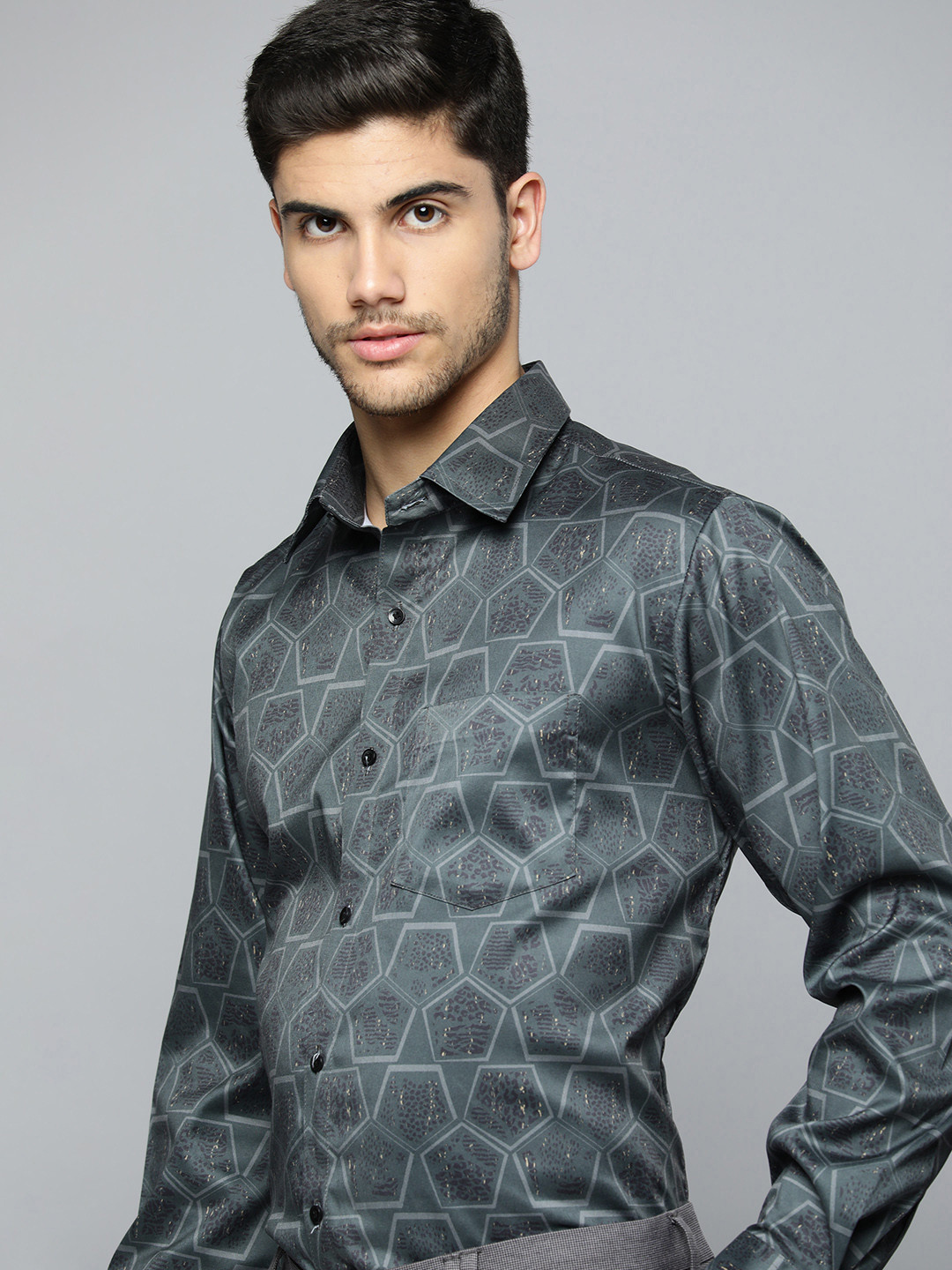 

DENNISON Men Smart Printed Formal Shirt, Green