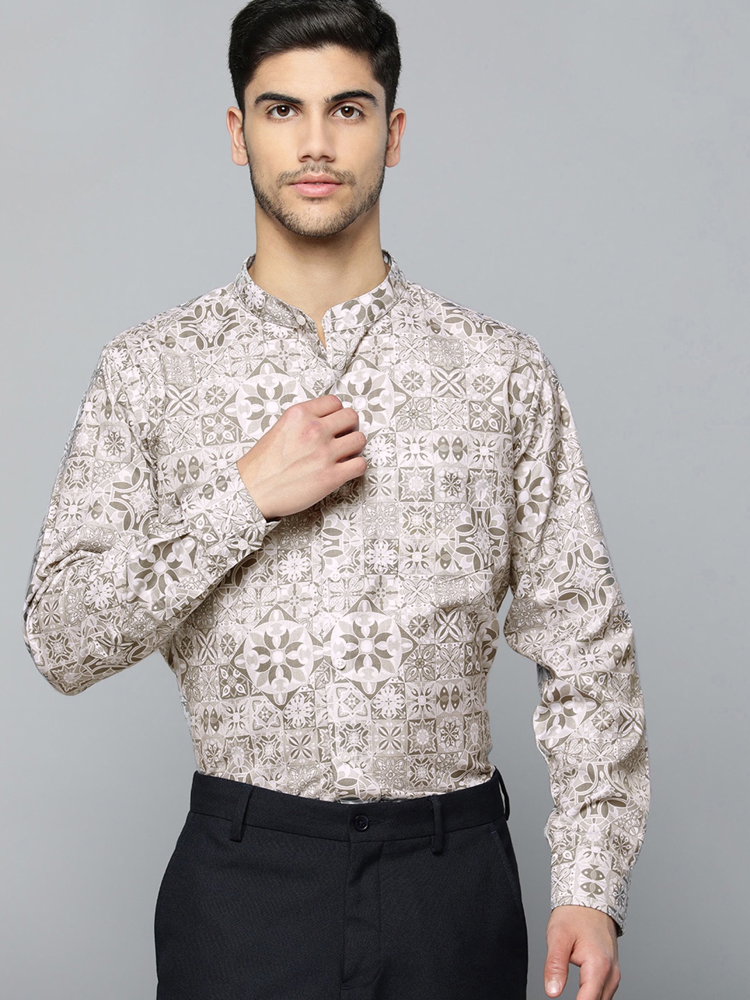 

DENNISON Men Smart Printed Formal Shirt, Off white