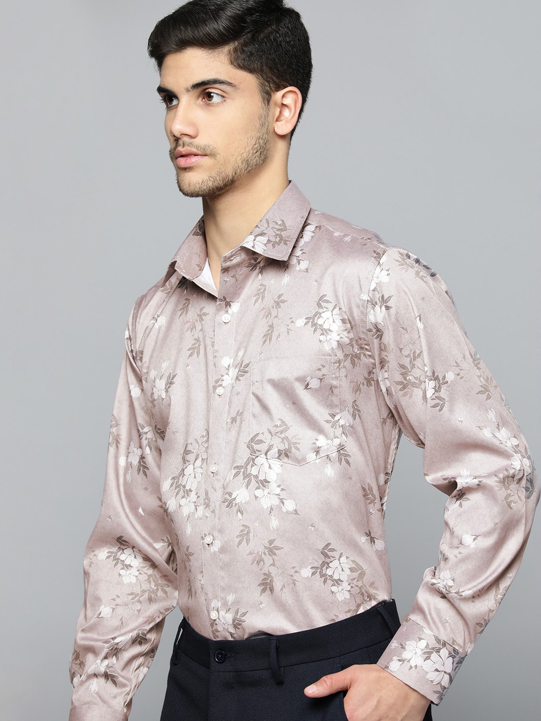 

DENNISON Men Smart Floral Printed Shirt, Rose gold