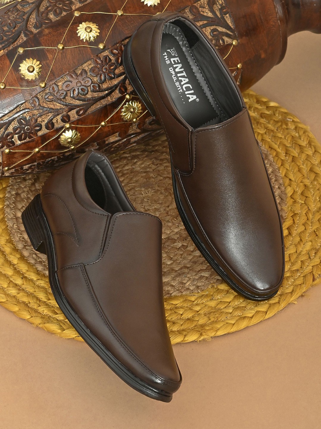 

Fentacia Men Formal Slip-On Shoes, Brown