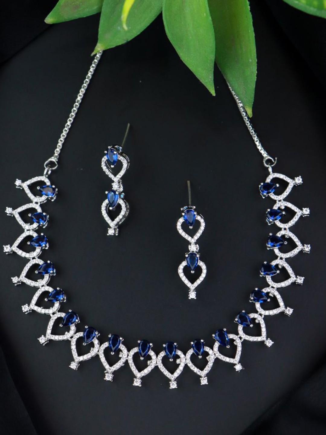

I Jewels Silver-Plated AD Studded Jewellery Set