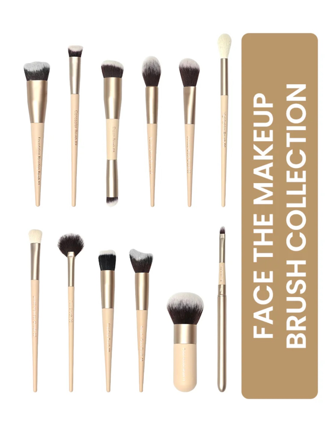 

Milagro Set Of 12 Beauty Face The Makeup Brush Collection - Beige