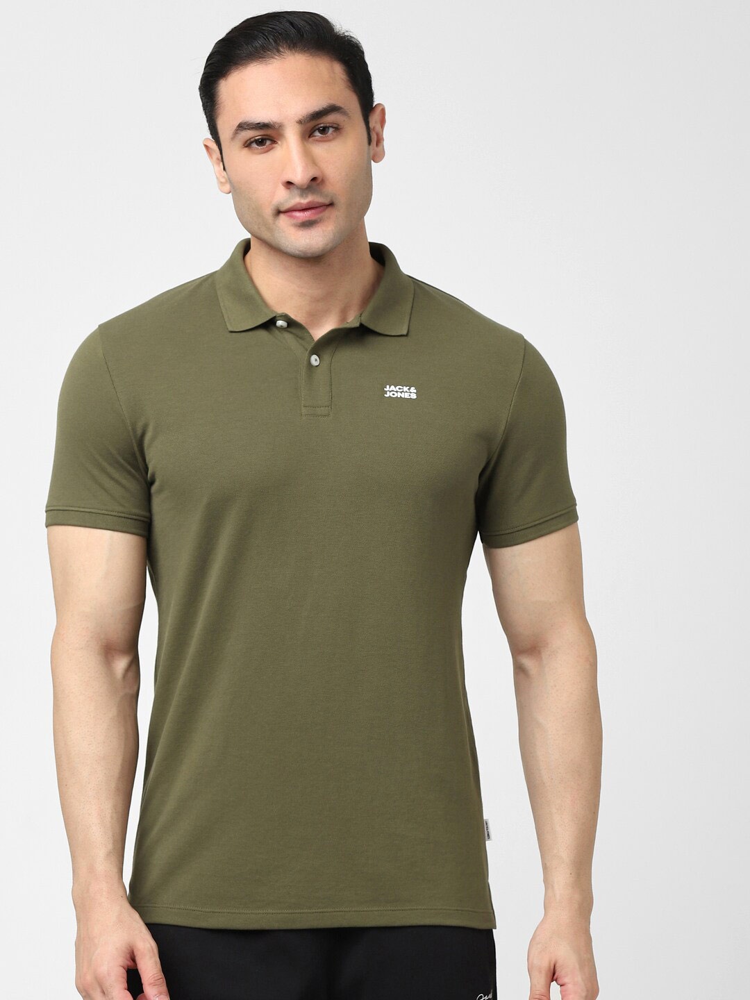 

Jack & Jones Men Polo Collar Cotton T-shirt, Green