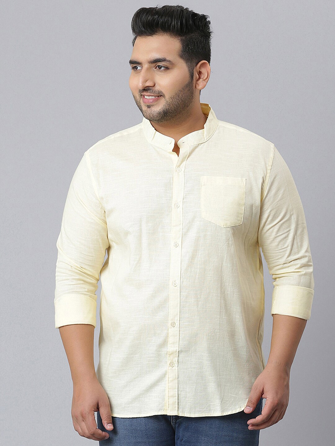 

Instafab Plus Men Cotton Classic Casual Shirt, Cream